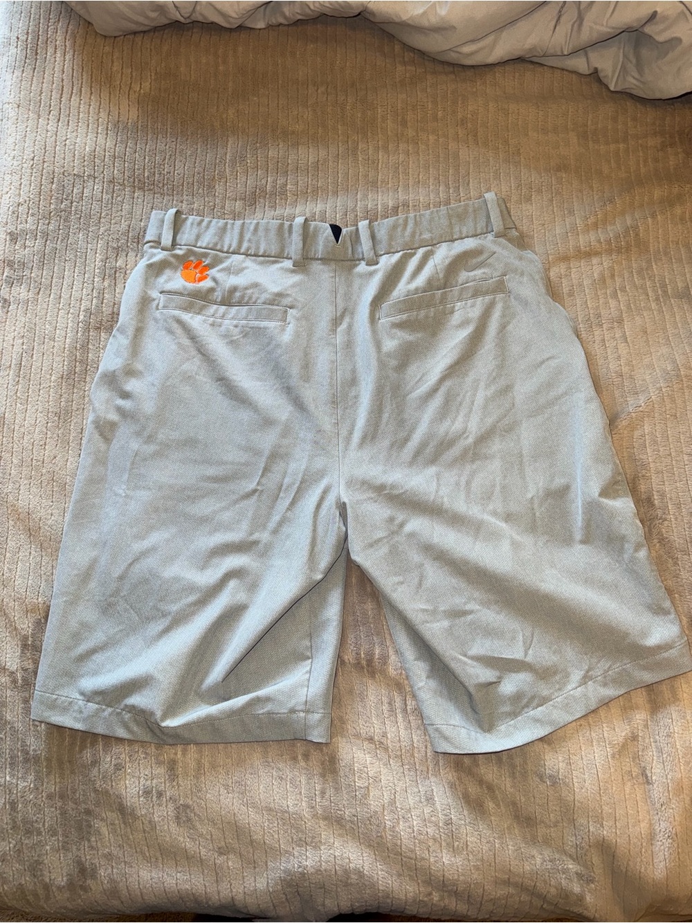 Men's Light Gray Clemson Performance Golf Shorts - Classic Fit